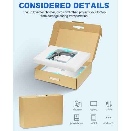 Laptop Shipping Box with Protection Foam for up to 17 Inches Notebook, Cardboard Laptop Box for Shipping, Secure Mailing Boxes