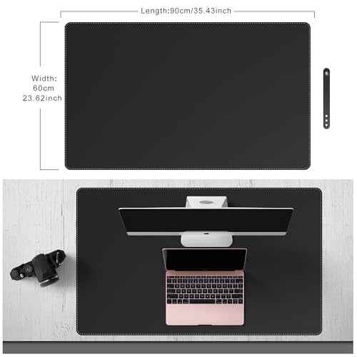 Mydours 36¡± x 24¡± Large Desk Mat - XL Desk Pad with PU Leather Surfaces - Extended Desk Mat for Home Office & Computer Workstation - Gaming Mouse pad for Keyboard & Laptop (Black)