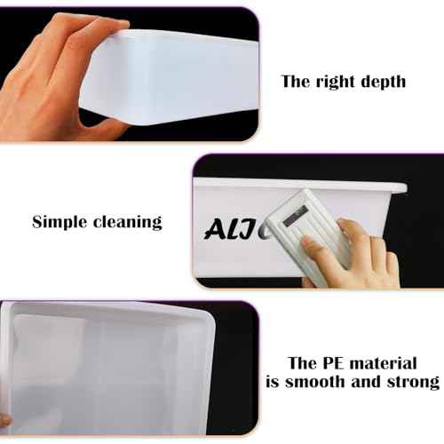 White Plastic Trays for Arts and Crafts,12 Pack Flat Storage Organizer Bin, Letter Size Paper Tray for Classroom, Stackable Montessori & DIY Project Tray for School Office, 13.7" L x 9.7" W x 3.1" H
