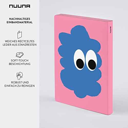 nuuna Notebook A5+ | Graphic L - Sweet Joe | 3.5 mm Dot Grid | 256 Numbered Pages | 120 g Premium Paper | Rose Leather | Sustainably Produced in Germany
