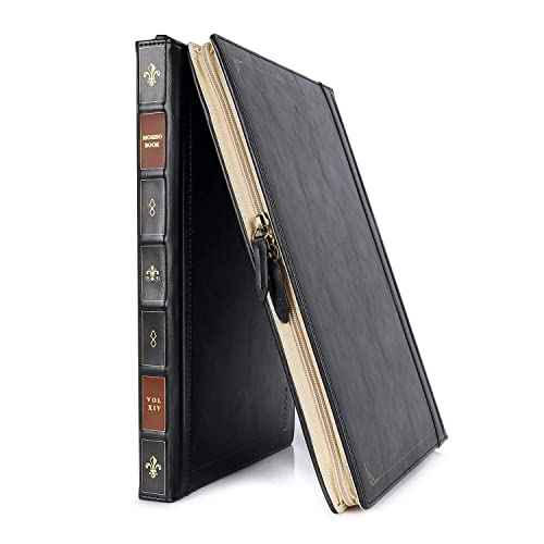 MOSISO Compatible with MacBook Pro 16 inch Case 2025-2021 M4 A3403 A3186 M3 A2991 M2 A2780 M1 A2485/2019 2020 A2141,PU Leather Laptop Sleeve Vintage Retro Zippered Portfolio Protective Cover,Black