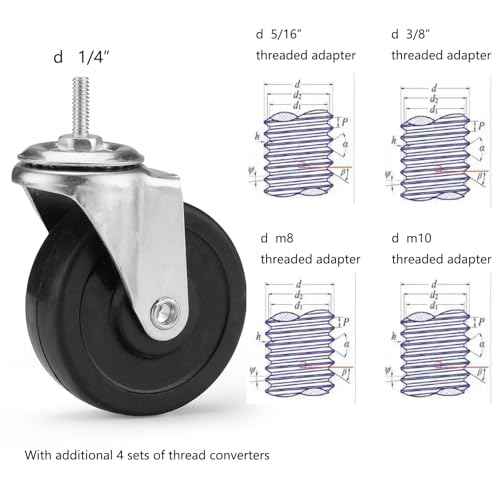Caster Wheels for Organization & Storage Shelving, Set of 4, Casters for Metal Shelf Organizer, Replace Wire Rack Shelf Clothing Rack Leveling Feet or Plastic Wheel