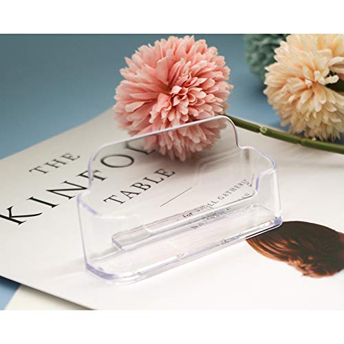 Qizpcer 4 Pack Clear Acrylic Business Card Holders Desk Display Stand