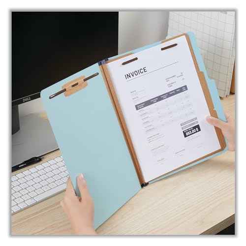 Universal Six-Section Pressboard Classification Folders, 2.5" Expansion, 2 Dividers, 6 Fasteners, Letter Size, Light Blue, 20/Box
