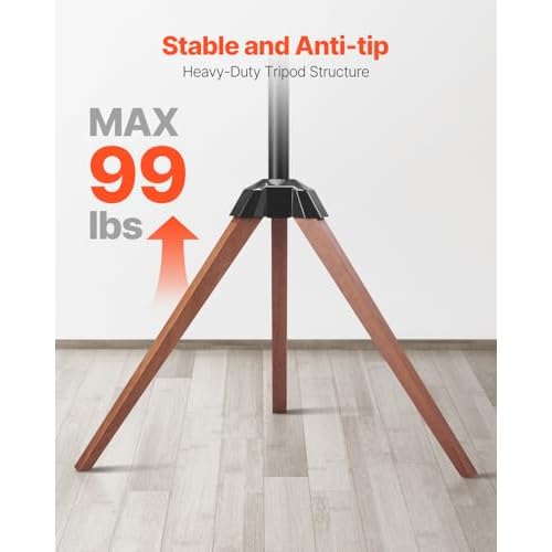 VEVOR Tripod Easel TV Stand, for 40-65 inch Flat Screen/Curved TVs Up to 99 lbs, 18¡Æ Left-Right Rotation Portable TV Stand with Oak Wood Legs, for Bedroom, Living Room, Studio, MAX VESA 600 x 400 mm