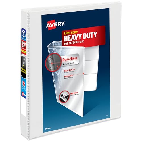 Avery Heavy-Duty 3 Ring Binder 1 Inch EZD White Durable Cover