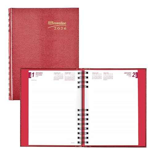 Brownline¢ç 2026 CoilPro¢â Daily/Monthly Planner, Untimed Journal, 12 Months, January to December, Twin-Wire Binding, 8.25" x 5.75", Bright Red (CB389C.RED-26)