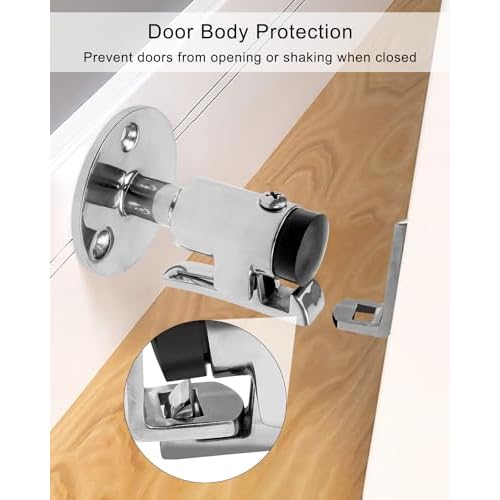 2PCS Door Stopper Catch Set Marine Grade 316 Stainless Steel, Heavy Door Holder Catch Hatch Stopper Soft Stop Keep Door Open Surface Mirror Reflection for Marine Doors Yacht Boat Ships Motorhome 1PCS