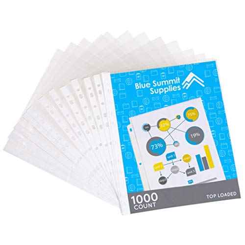1000 Sheet Protectors 8.5 x 11, Clear Page Protectors, 11 Hole Economy Design, Lightweight Plastic Binder Sleeves, Acid and PVC Free, Clear Plastic Design, 9.25 x 11.25 Top Loaded