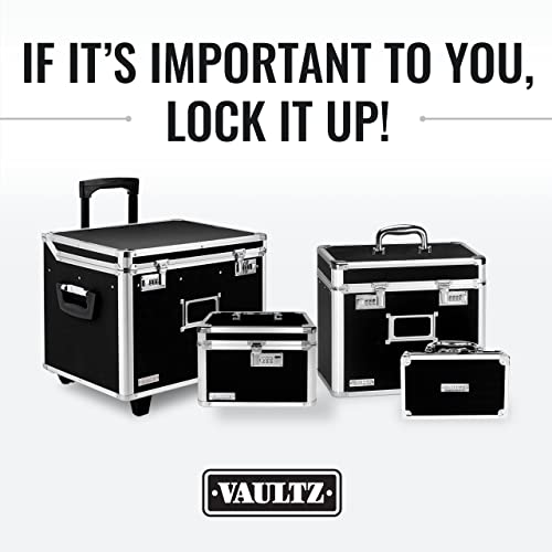 Vaultz Vinyl Record Storage Box - Locking 50 Album Holder & Organizer - Great Alternative to Flimsy LP Crate - 14.4 x 13.4 x 9.6 Inches - Black