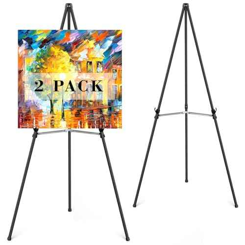 Easel Stand for Sign,63" Portable Metal Easel Stand for Wedding Sign,Adjustable Folding Art Easel for Display with Portable Bag(Black,2 Pack)