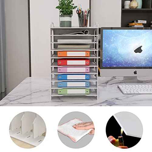 Natwind Office Paper Organizer for Desk Desktop Organizer File Holder Office Desk Organizer Letter Tray & Paper Holder Document Storage Rack for Home Office School 10-Tier
