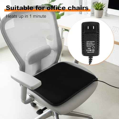 Heated Seat Cushion for Office Chair, Heated Chair Pad with Adjustable Temperature & Timer, Comfortable Seat Warmer