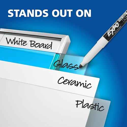 EXPO Dry Erase Markers, Low Odor Ink, Black, Fine Tip, 4 Count - Whiteboard, Calendar, Organization, Essential Supplies for Office, School, Classroom, Teachers