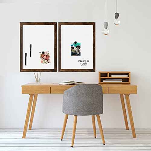 Loddie Doddie Magnetic Dry Erase Whiteboard for Wall - 18" x 24" Rustic Wood Frame with Built-in Marker Tray - Dry Erase Board - Magnetic Board