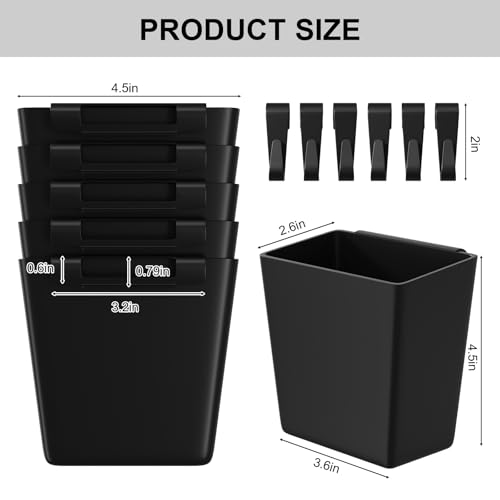 WBKATN 6 Pack Black Hanging Cup Holders with 6 Hooks for Carts & Storage