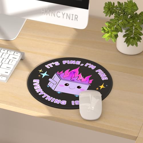 Hancynir Funny Mouse Pad for Desk - Purple Dumpster on Fire Round Mousepad