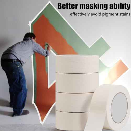 Masking Tape 2 Inch, 10 Pack White Masking Tape Bulk for General Purpose Use, 2 Inches X 55 Yards X 10 Rolls (550 Total Yards)
