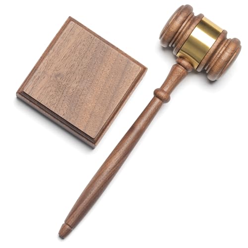 Personalized Walnut Gavel with Square Sound Block - Custom Engraved Justice Award
