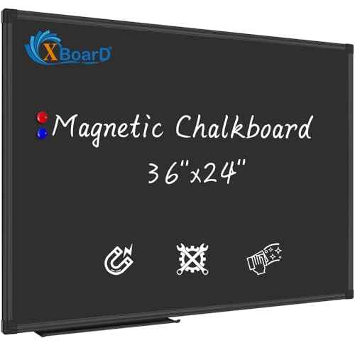 XBoard Magnetic Chalkboard Blackboard 36 x 24, Chalkboard Signs with Black Aluminium Frame, Pin Collections