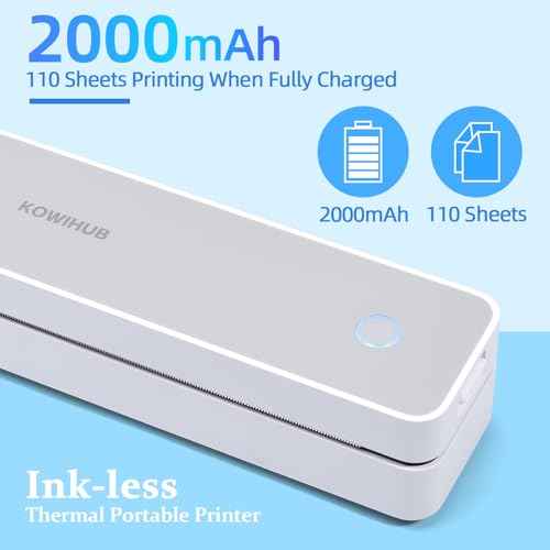 ATOMUS K200 Portable Printers Cordless Bluetooth 200DPI Thermal Printer Support 8.5" X 11" US Letter Compatible with iOS Android Phone PC Laptop with 10pcs A4 Thermal Paper (K200)