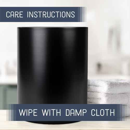 Round 9.5 x 8 Iron Metal Bathroom Trash Can Wastebasket Home Office Bedroom Fits 2.25 Gallon Trash Bag Liner, Black