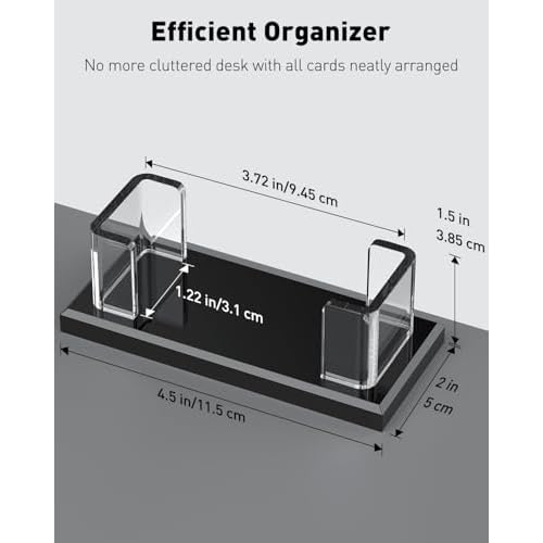 Uniclife Acrylic Business Card Holder for Desk 1 Slot Clear Horizontal Business Card Stand for Men & Women Desktop Name Card Display Stand Card Organizer for Office Home Exhibition, 60 Card Capacity