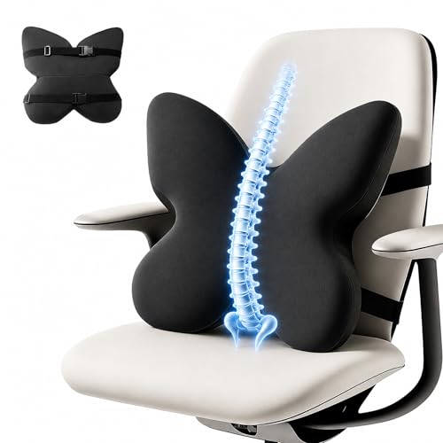 FoKon Memory Foam Lumbar Support Pillow - Black, Ergonomic Back Cushion for Office, Desk, Gaming Chair & Car
