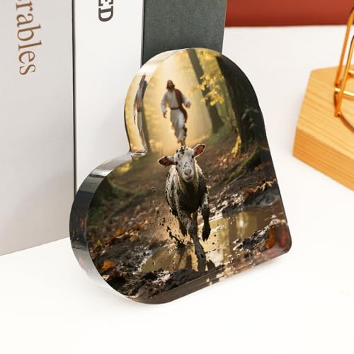 3.9 Inch Christian Jesus & Lamb Paperweight Decor - Faith-Inspired Gift for Women Men Pastor