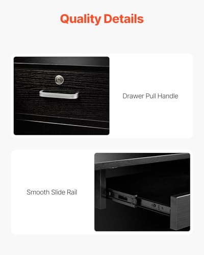 VEVOR 55-Inch L-Shaped Reception Desk with Drawer, Keyboard Tray & Cabinet