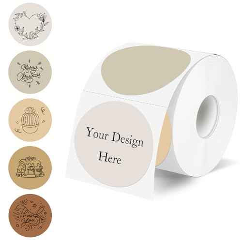 2 Inch Round Thermal Label Stickers, Circle Thermal Stickers Labels, Waterproof Direct Thermals Printer Label-300 Sheets/Autumn Colors