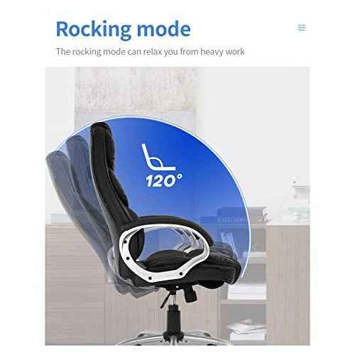 FDW Office Chair Computer High Back Adjustable Ergonomic Desk Chair Executive PU Leather Swivel Task Chair with Armrests Lumbar Support (Black)