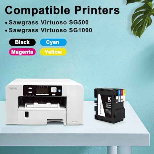 SG500 SG1000 3.6.0 Upgraded Chip Sublimation Ink Cartridge Compatible for Sawgrass Virtuoso SG500 SG1000 Printers No A&B Series (Black, Cyan, Magenta, Yellow)