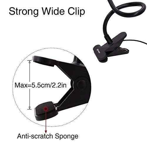 Clamp on Lamp, Clip Light, Desk Lamps 3 Color Temperature Setting, 10 Brightness Levels, 2m USB Cord Power Supply and AC Adapter Included, Pack of 2 (Black)