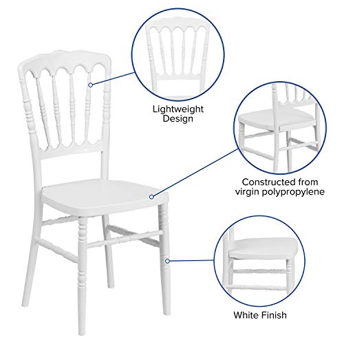 Flash Furniture HERCULES Series White Resin Stacking Napoleon Chair