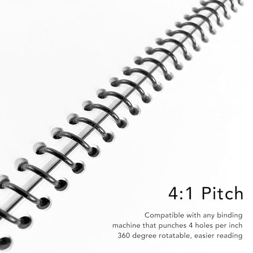 Spiral Binding Coils, 18 Pcs Plastic Spiral Binding Coils Binding kit, 38mm Diameter, 48 Loop, 4:1 Pitch, 310 Sheet Capacity, Spiral Binding Spine for A4 Paper for Students