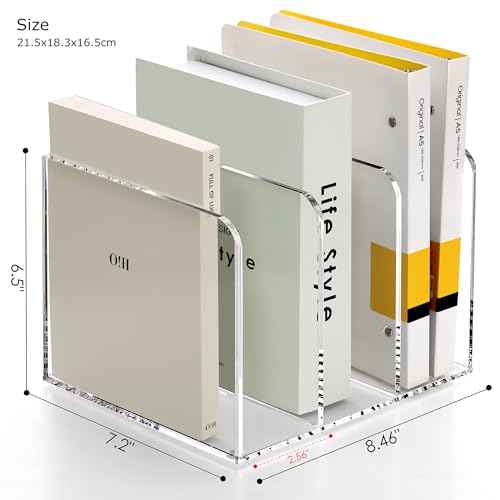 SANRUI Acrylic Magazine Holder Desk Organizer, Clear File Organizer with 3 Vertical Compartments, Magazine File Holder for Home Office, Classroom,B5 Size