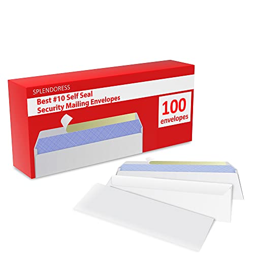 Splendoress #10 Business Envelopes Self Seal Tinted Security Pack 100