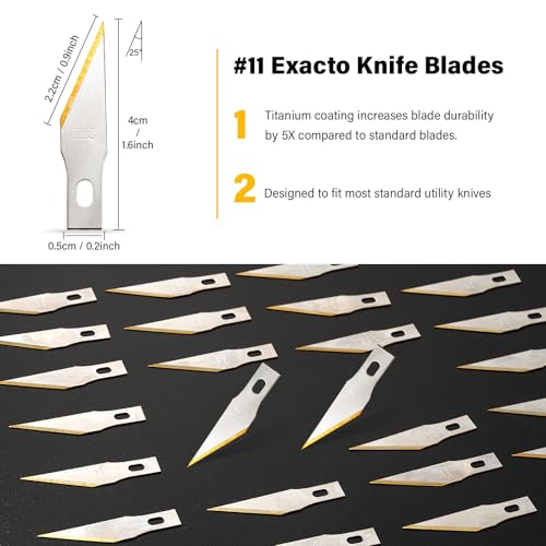 Gomake #11 Titanium Coated Exacto Knife Blades - 30 Pack for Precision Crafting