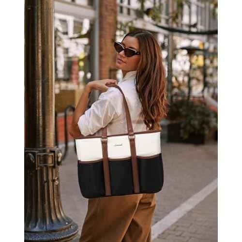LOVEVOOK Women's Work Tote for Laptop, 17" Teacher/Nurse Utility Bag - Travel/College/Daily, Professional Large Purse Handbag With Multi Pockets