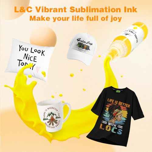 Sublimation Ink for Epson ET2400 ET2720 ET2760 ET2750 ET4800 ET-2800 ET2803 ET-2850 ET15000 ET4850 Inkjet Printers for Heat Press Transfer on Mugs T-Shirts Phone Cases, and Souvenir(5X100ML)