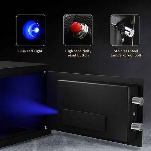 Fire Resistant Safe Box with Fireproof Waterproof Bag and Sensor Light,0.4 Cubic Feet Money Safe with Emergency External Power Supply,Electronic Digital Security Safe