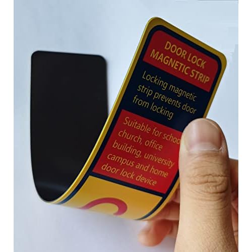 60 Pack Lockdown Magnetic Strips for School Office Public Business District Lockdowns Rapid Lockdown Magnet Strongest Lockdown Magnet 0.8mmThick (Yellow, Printed Version)