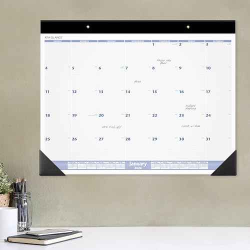 AT-A-GLANCE 2026 Desk Calendar, Monthly, Desk Pad, 24" x 19", Jumbo, Blue/Gray (SW2300026)