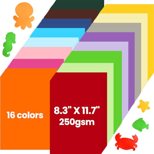 Thenshop 480 Pcs Cardstock Paper 16 Assorted Color 250gsm 8.3 x 11.7 A4 Construction Heavy Weight Thick Double Sided Printed Colored Paper for DIY Art Scrapbooking Making School Party