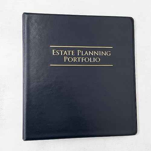 Estate Planning Portfolio 3-Ring Binders ? Leather Like Feel with Gold Debossed Title. Dividers and Sheet Protectors Included (Estate Planning Portfolio, Navy, 2" Capacity)