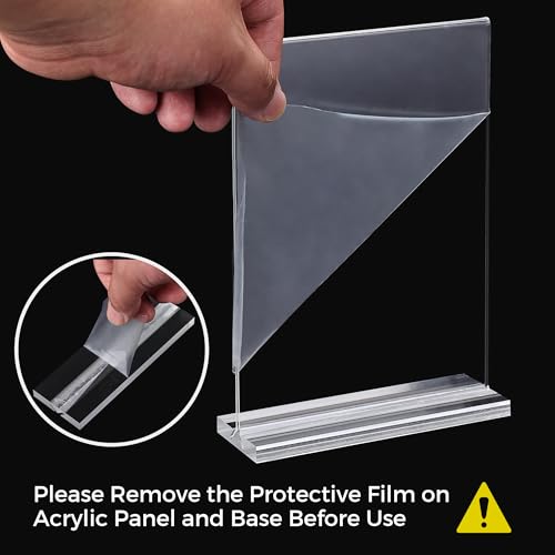18 Pack 4x6 Acrylic Sign Holders, Clear Plastic Picture Frames 4x6 ? Double-Sided Vertical Table Number Holders Acrylic Display Stands for Restaurants Weddings Offices ? T-Shape Photo Holder for Table