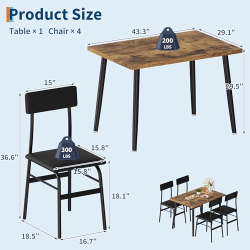 IDEALHOUSE 4-Person Dining Table Set for Small Spaces – Modern Industrial Kitchen Table