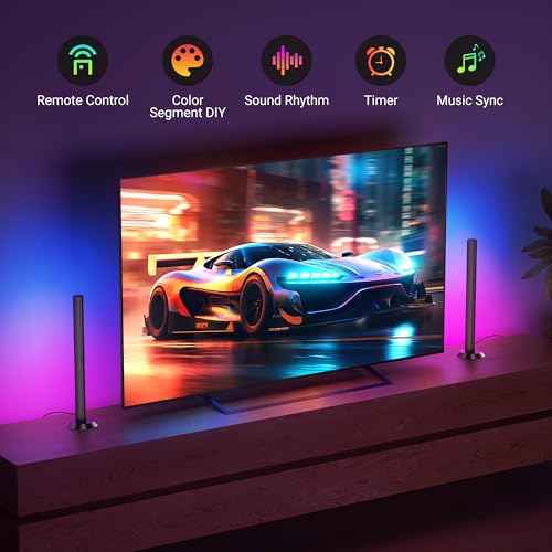 TJOY Smart LED Light Bars, 14 Inches TV Backlight with Music Sync and Scene, RGB Light Bar for Room, 60 Lumens, Gaming Desk Lighting, Ambient Lighting for PC, Game, Pictures, Room Decoration(Black)