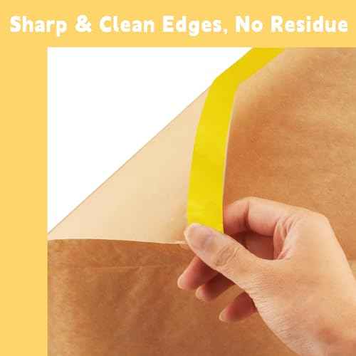 Painter's Pre-Taped Masking Paper and Masking Tape in one Kraft Paper Roll 10 Pack 18" x 50 Feet(Each roll) Total 500 feet Paper is PRE-Folded Painters Paper with Tape
